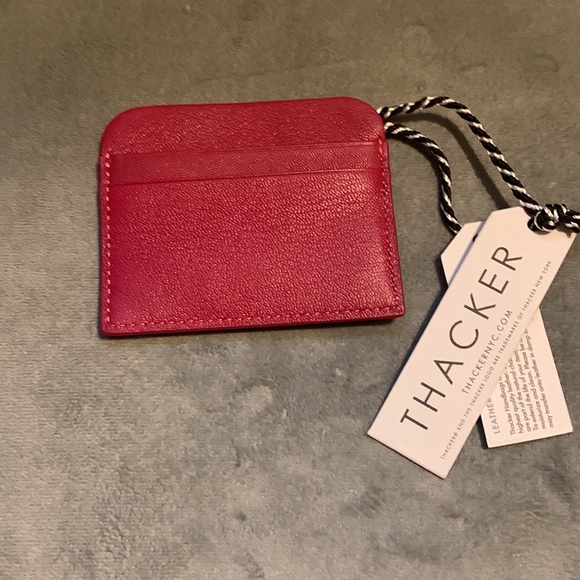 Thacker red leather card holder - Picture 2 of 3